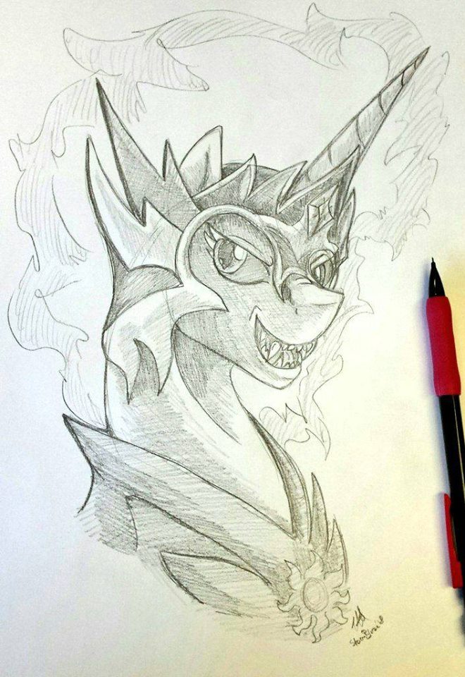 A pencil drawing of Daybreaker.